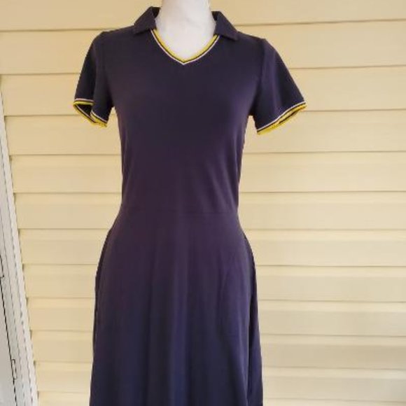 ❤️NWOT Talbots Dress Navy Blue with Yellow and White, Size XS - Picture 1 of 7